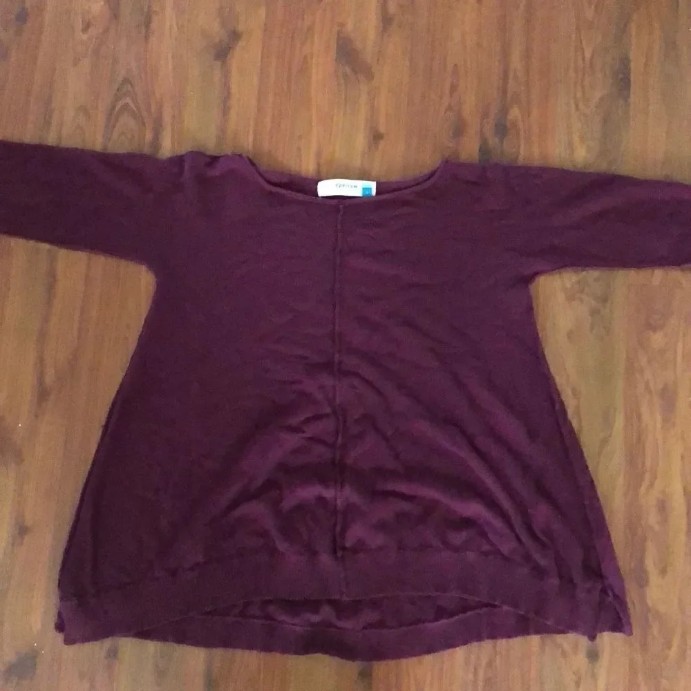 Sparrow Anthropologie Burgundy light knit sweater oversize trapeze bottom size s